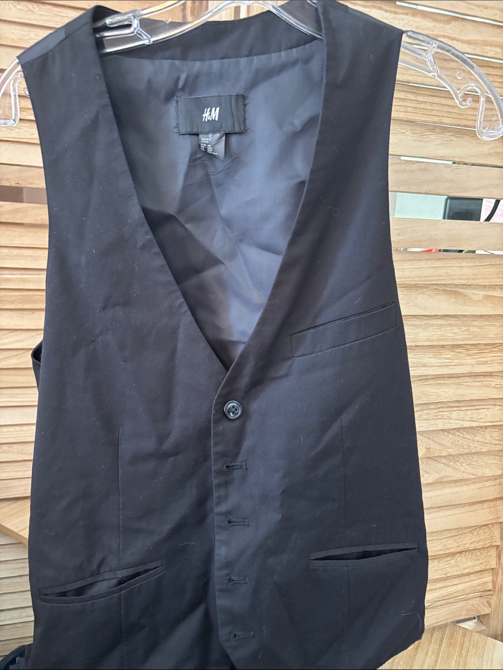 H&M Black Men's Tailored Vest Waistcoat 38R